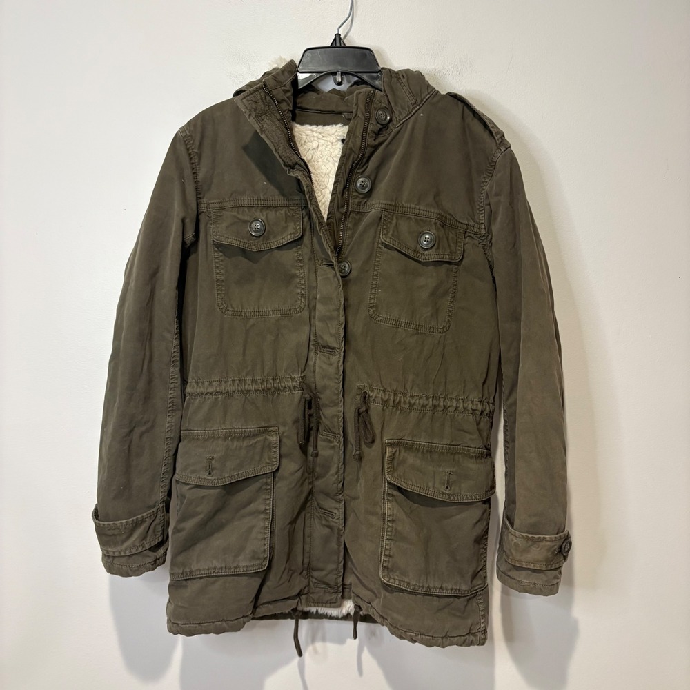 Talula Aritzia Trooper Jacket Womens Small Olive‎ Green Faux Fur Lined Parka